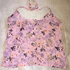 Brandy Melville floral chiffon halter (OS)